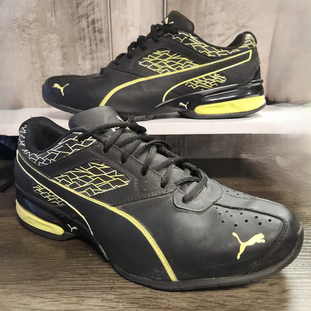 Puma Tazon 6 Fracture Shoes Mens US 11.5 Black Yellow Trainers Athletic Sneakers